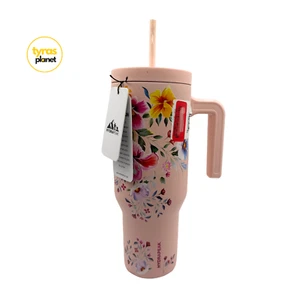 Vaso Hydrapeak Colección Artesanal Beige Rosa Floral 40oz con Mango - Imagen 1 de 4