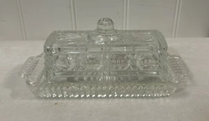 Federal Glas Windsor Klar Butterdose mit Deckel 8' x 3,375"👀SAUBER/SCHNELLER VERSAND - Bild 1 von 9