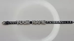 Personalisiertes individuelles Armband mit Namen schwarz PU Leder Strass - Bild 1 von 14