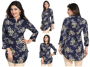 Navy Blue Indian Pakistani Designer Top Dress Kurti Tunic Dress Women SC2411A UK - Picture 1 of 7