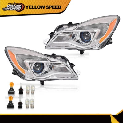 Fit For 2014-2017 Buick Regal Halogen Headlights Headlamps With Bulbs Left+Right - Image 1 of 4