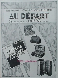 REKLAME AU DEPART MALLE VANITY NECESSAIRE DE TOILETTE VON 1928 FRANZÖSISCHE ANZEIGE PUB - Bild 1 von 1
