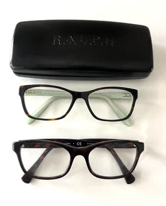 RALPH LAUREN 2 LOT Womens Eyeglass Frames Brown 3074 & Teal/Brown 7039 HARD CASE - Picture 1 of 14
