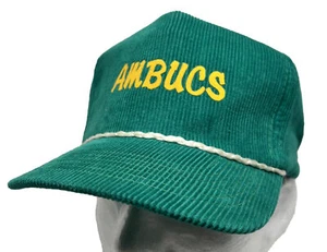 Vintage Corduroy Blue/Green Ambucs Trucker Strapback Hat - Picture 1 of 12