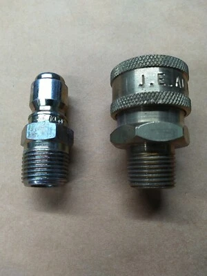 JE Adams 3/8 NPT Hydraulic Quick Disconnect Set Male-Male - Image 1 of 2