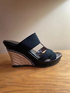 Woman's sandals, wedges, Charles and David size 7 patent and elastic straps - Picture 1 of 5