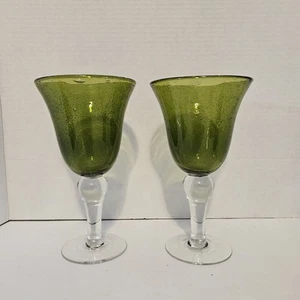 2 copas Artland iris esmeralda salvia verde soplado a mano agua/té burbuja - Imagen 1 de 7