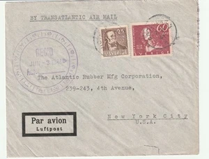 1941 Sweden Airmail Cover Envelope/Stamps To USA - Picture 1 of 2