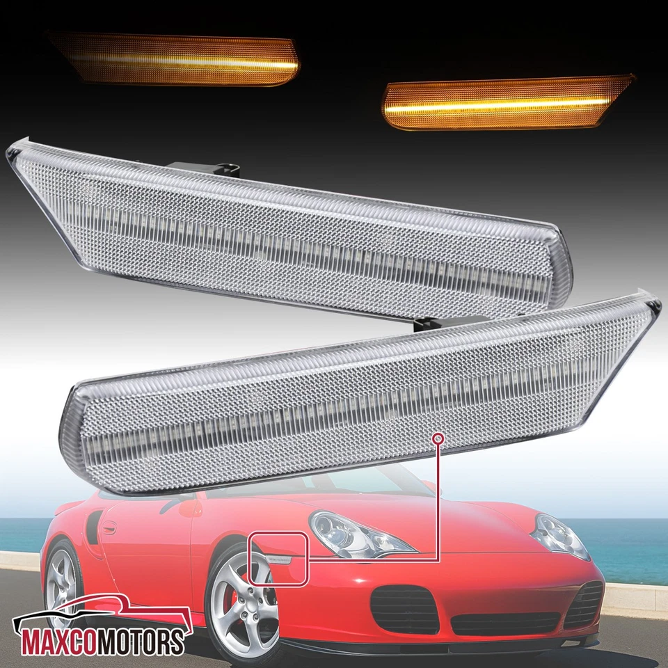 Side Marker Lights Fits 1997-2004 Porsche 911 996 Sequential LED Turn Signal - Изображение 1 из 4