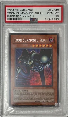2004 Yu-Gi-Oh! PSA 10 GEM-MT 'Toon Summoned Skull' DB1-EN040 SILVER LETTER RARE - Image 1 of 4
