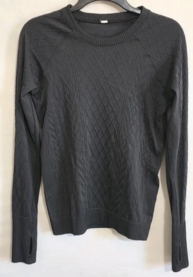LULULEMON Black Rest Less Textured Quilted Diamond Pullover Top Womens 6 Perfect - Image 1 of 4