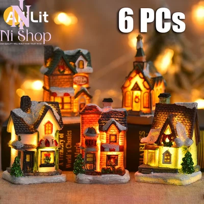 LED Casa de Navidad Hadas Pueblo Escena Iluminar Decoración Adorno Hogar Navidad Decoración Foto 1 de 4