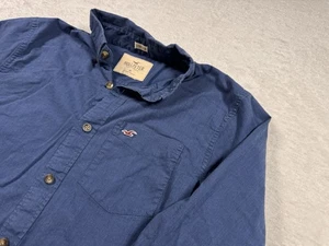 Hollister Men's Blue Button Down Long Sleeve Shirt Size M Casual Cotton Blend - Picture 1 of 11