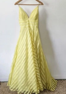 Sherri Hill gelb gestreiftes Damen-Ballkleid Kleid Größe 10 volle Länge ärmellos - Bild 1 von 11