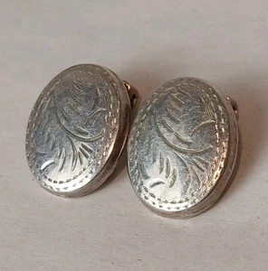 VINTAGE OHRCLIPS STERLINGSILBER 925 FLORAL GEÄTZT  - Bild 1 von 6