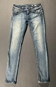 Miss Me Skinny Jeans Girls 25 (Fits 26x30 ) Blue Medium Wash Stretch *READ* - Picture 1 of 15