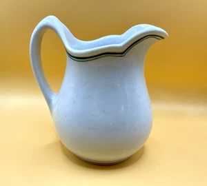 Vintage Shenango Restaurant Geschirr Milchsirup Krug grüne Streifen gewellter Rand 16 Unzen - Bild 1 von 7