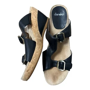 Dansko Carla Keilsandalette schwarz Vollnarbenleder Damen Gr. 41 US 10 Slipper - Bild 1 von 11