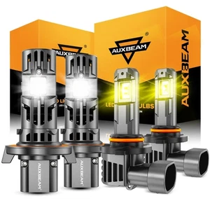 AUXBEAM Canbus 36000LM H13 LED Headlight Hi/Lo Beam 6500K & 9145 Fog Light 3000K - Picture 1 of 12