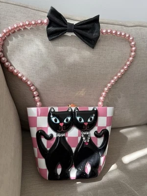 TIMMY WOODS TWIN KITTYS, Gato/Gatos Negro sobre Fondo Rosa y Blanco Foto 1 de 4