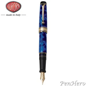 Aurora Optima Blue Auroloide Gold Plated Trim Fountain Pen Medium Nib - Picture 1 of 3