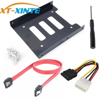 2.5" to 3.5" SSD HDD Metal Mounting Bracket Adapter Hard Drive Holder w/ Cable - Image 1 of 4