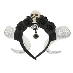 Velo Corno Diavolo Miss Halloween Accessorio Cosplay Accessori Capelli Fascia - Foto 1 di 12