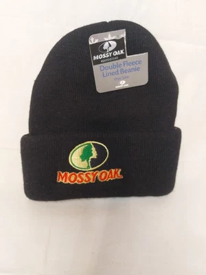 Mossy Oak Double Fleece Lined Beanie One Size Fits All NWT Black - Image 1 of 3