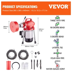 Succebuy Drain Cleaner Machine 370W/250W Electric Sewer Snake Auger Manual Feed - Picture 1 of 14