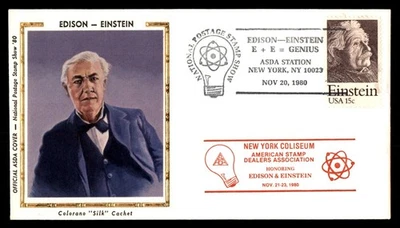 Mayfairstamps US FDC 1980 New York Honoring Edison and Einstein First Day Cover - Image 1 of 2