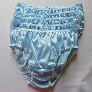 6pcs Blue Nylon Big Panties Bikini Silky Underwear Woman Soft Briefs Hip 38"-52" - Picture 1 of 13