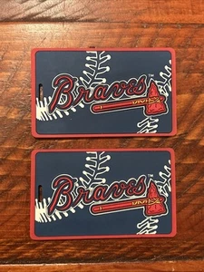Vintage 90s Atlanta Braves Baseball Luggage Tag MLB Merchandise Nice Set Of 2 - Picture 1 of 3