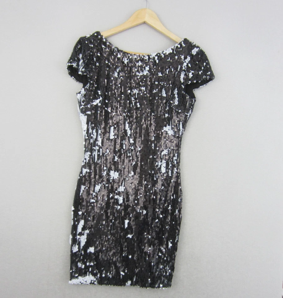 Dress The Population Dress Womens Medium 12 Black White Sequins Two-Way Sheath - image 1 of 4