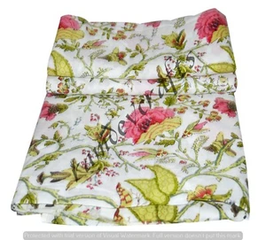 Indischer 100% Baumwolle Hand Block Blumenmuster Vintage Handarbeit Stoff 10 Meter - Bild 1 von 4