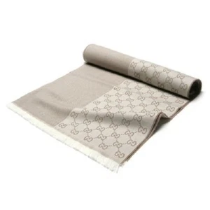 GUCCI Bufanda Paño UNISEX con GG Patrón 40x180 cm Lana Beige NUEVO 344994 - Imagen 1 de 10