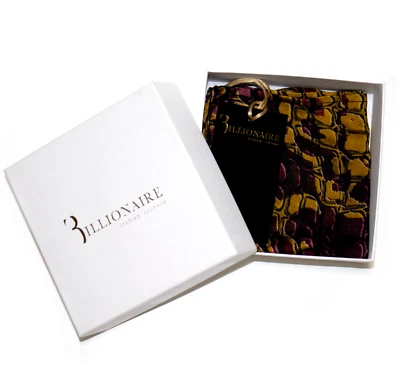$145 NIB Billionaire Couture Silk Crocodile Print Pocket Square Handkerchief - Image 1 of 3