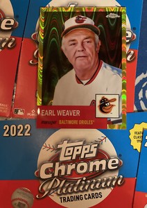 Earl Weaver 2022 Topps Chrome Platinum Yellow Wave REFRACTOR /250 #311 Orioles