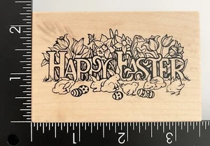 PSX Frohe Ostern Hasen Küken Eier Tulpen Narzissen Blumen G830 Stempel - Bild 1 von 3