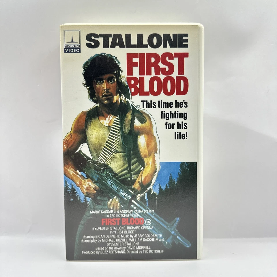 First Blood (VHS) Thorn EMI 1982 Rambo Sylvester Stallone Clamshell RARE VG - Image 1 of 4