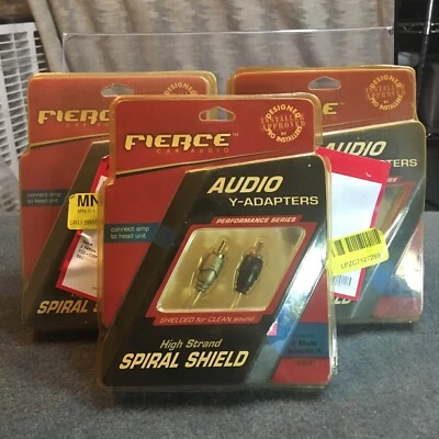 Fierce Car Audio Spiral Shielded 2 Male 1 Female Y-Adapter RCA Audio Wire LOT 3 - Image 1 of 4