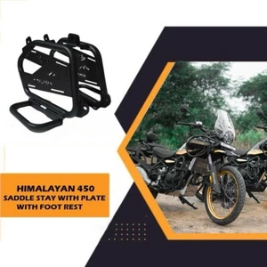 SADDLE STAY WITH FOOT REST LH & RH BLACK FIT FOR ROYAL ENFIELD NEW HIMALAYAN 450 - Picture 1 of 6