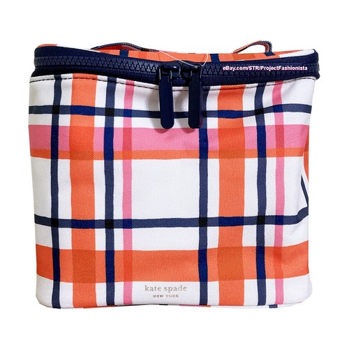 Borsa cosmetica isolata Kate Spade primavera a quadretti pranzo borsa da viaggio