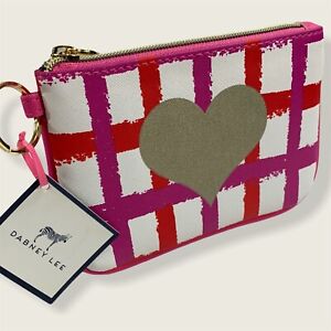 Dabney Lee Cosmetic Bag #LOVEYOU Pouch with Keychain Coin Pouch Pink White NEW