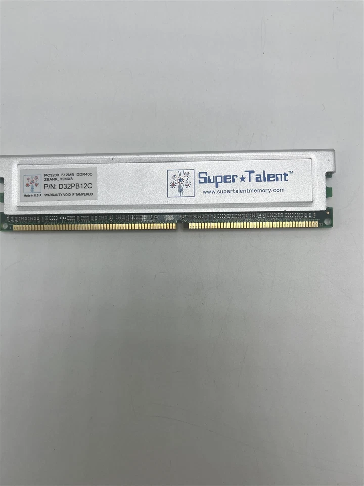 Super Talent 512MB PC3200 DDR400 3Mx8 RAM - Image 1 of 1