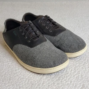 Olukai Nohea Moku Hulu Shoes Mens 12 Gray Brown Leather 10374-1C26 Fishing Boat - Picture 1 of 8