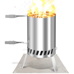 Poolheizung mit Feuermatte Pool Holz Schwimmbadheizung Anschluss Edelstahl - Bild 1 von 7