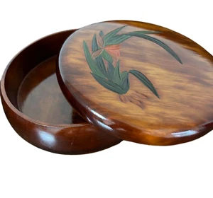 Yanpo Craft Miyamoto Natural Wood Lacquerware Carving Sweets Container - Picture 1 of 7