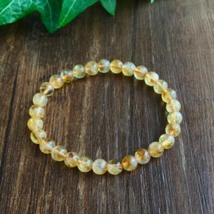 Citrine Yellow Crystal 6mm Beads Healing Protection Gemstone Stretch Bracelet - Picture 1 of 3