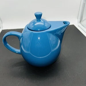 Vintage World Market Blue Glossy Ceramic Art Deco Teapot - Picture 1 of 10