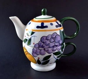 Hand painted Capriware single serve teapot for one - colorful fruit design - Picture 1 of 5
